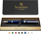 Scriveiner Midnight Blue Fountain Pen - Stunning Luxury Pen with Chrome Appointments, Schmidt Nib (Fine), Best Pen Gift Set for Men & Women, Professional, Executive, Office, Nice Pens