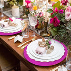 50 Pieces Hot Pink Glitter Paper Place Mats Sparkle 14'' Round Disposable Table Mats Hot Pink Doilies for Wedding Banquet Birthday Party Home Dining Table Decor