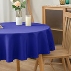 Biscaynebay Textured Fabric Round Tablecloths 60" for Round Tables diameters from 28" to 48", Royal Blue Water Resistant Folding Table Covers Washable for Dining, Kitchen, Wedding, Parties etc