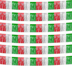 6 Pack 10 Feet Foil Fringe Garland Metallic Tinsel Streamers Banner Wall Hanging Backdrop Banner for Parade Floats, Valentine's Day, Wedding, Birthday, Mardi Gras Party Decorations Red Silver Green