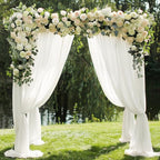 Wokceer Wedding Arch Draping Fabric 6 Panels 28.7" x 20FT Ivory Drapes Sheer Fabric Backdrop Arch Draping for Wedding Ceremony Birthday Party Bridal Shower Decoration