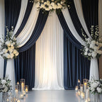 30ftx14FT Wrinkle Free Navy Blue Backdrop Curtain, 6 Panels 14FT Height Navy Blue Wedding Backdrop Drapes, Silky Polyester Back Drop Cloth for Birthday Photography Background Party Backdrop Draping
