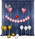 Poise3EHome Blue Sequin Backdrop,8FT x 10FT Sequin Photography Backdrop Curtain for Party Decoration, Navy Blue
