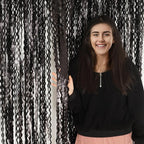 Black Foil Fringe Curtains Party Decorations - 4 Pack 3.3 ft x 6.6 ft Foil Party Curtain Streamer Backdrop for Halloween | Graduation | Fiesta Birthday Decor