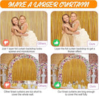 Crosize 8 Pack 3.3 x 9.9 ft Gold Foil Fringe Curtains Party Decorations, Gold Tinsel Curtain Backdrop for Parties, Door Streamers, Glitter Streamer Backdrop for Birthday Decoration