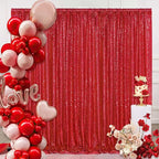8ft x 8ft Red Sequin Backdrop Party Backdrop Curtain for Wedding Birthday Event Ceremony Wall Decorations