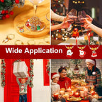 20pcs Christmas Wine Glass Charms, Cute Wine Glass Markers Tags Charms with Flannel Bag Christmas Theme Drink Identifier for Stem Glasses for Wine Tasting Party Favors Decorations