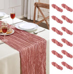 Cheesecloth Table Runner 10FT Long Boho Gauze Table Runner Rustic Sheer Runner for Wedding Bridal Baby Shower Birthday Party Table Decor Thanksgiving Christmas Decorations (12pcs, Rose)