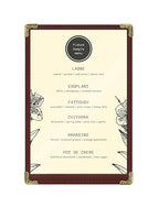 Goodsmart Restaurant Menu Covers – 25 Pack Burgundy 2-View, Top-Loading Menu Holders, Vinyl & Plastic Café Menu Covers, Clear Menu Sleeves, Fits 5.5" x 8.5", Leather-Style Design, Gold Corners