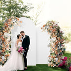 Set of 2 Arch Backdrop Cover, High Elastic Wrinkle-Resistant Arch Cover, Spandex Fabric Thick Opaque Round Top Chiara Backdrop for Wedding Birthday Baby Shower Garden Decor 6FT, 7.2FT, White