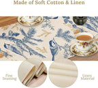 Floral Table Runner,Sketch Birds and Flowers Summer Table Runner Kitchen Dining Table Decoration for Home Party Decor 13x108 Inch