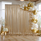 gogoparti 10x10FT Champagne Gold Sequin Backdrop Curtain - 2 Panels of 5x10FT Wrinkle-Free Glitter Drapes for Photography, Birthdays, Weddings & Graduations