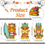 Blulu 3 Pcs Tiki Party Decor Hawaiian Luau Party Decorations Tropical Aloha Wooden Bar Table Sign Colorful Farmhouse Tiki Centerpieces for Table Summer Welcome Housewarming(Classic,7.87 Inch)