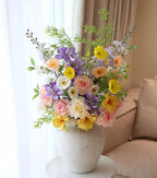 Artificial Flowers Bouquets for Bridal Wedding Home Decor Fake Floral Arrangements for Party Table Centerpieces DIY Silk Flower Set Spring Summer Indoor Outdoor (Combo Pink/Yellow)