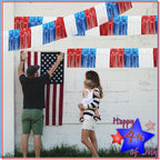 4 Pack 10 Feet Foil Fringe Garland Metallic Tinsel Streamers Banner Wall Hanging Fringe Backdrop Banner for Parade Floats Wedding Birthday Party Decoration (Royal Blue Red White)