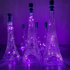 Wine Bottle Lights with Cork 15Pack 10 LED 40 Inches Battery Operated Silver Wire Liquor Fairy Mini String Lights for Party Christmas Halloween Wedding Decoration (Purple)