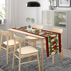 Christmas Table Runner,Seasonal Winter Xmas Holiday Farmhouse Table Cloth Kitchen Dining Table Decoration for Home Party Decor 13x108 Inch