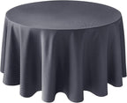 Biscaynebay Textured Fabric Round Tablecloths 108", Dark Grey Water Resistant Washable Table Cloth Circle Folding Table Covers Linen for Dining, Kitchen, Wedding, Parties etc