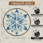 Round Christmas Metal Tin Sign Vintage Snowflake Signs Winter Christmas Sign Retro Wall Decor Tin Sign Funny Decorations for Home Cafes Office Store Pubs Tin Sign 12 * 12 in