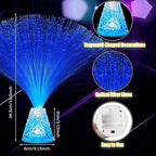 Patelai 10 Pcs LED Fiber Optic Lamp Color Changing Fiber Optic Night Light with Multicolor Glow Decorative Table Centerpiece for Sensory Bedroom Halloween Party Holiday Decorations (Crystal,Blue)