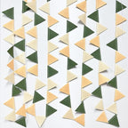 Sage Green Party Decorations Olive Green Tan Brown Cream Felt Hanging Triangle Mini Bunting Pennant Banner Flag for Safari Jungle Birthday Wedding Neutral Baby Shower Party Classroom Nursery Decor
