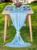 MDS Halloween Chiffon Table Runner - 15 Pack, 29 x 170 Inches, 14ft Each - Sheer Spooky Table Runners for Haunted House Parties, Trick-or-Treat Tables, Witchy Décor, Wedding & Events - Turquoise
