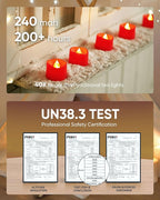 Homemory Red Tea Lights Candles Battery Operated, 200+Hour Flameless Flickering Fake Electric LED Colored Tealights Candles for Party, Wedding, Anniversary, Halloween, Christmas, 12-Pack
