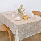 LuoluoHouse Set of 2 Ivory Lace Tablecloths Rectangle Chic Wedding Embroidered Tablecloth 60x120 inch Decorative Tablecloth for Farmhouse Party Birthday Kitchen Table Linens
