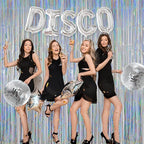 Foil Fringe Curtains Independence Day Decorations - Melsan 3 Pack 3.2 x 8.2 ft Silver Tinsel Curtain Photo Backdrop for Birthday Party or Disco Party Decorations