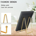 Decolore 6 Inch 5 Pack Gold Metal Display Stands Plate Stand Display Stands for Picture, Decorative Plate, Book, Photo Easel, Artistic Work
