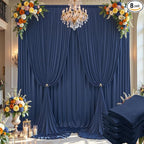 40×14ft Wrinkle Free Navy Blue Backdrop Curtain for Wedding Parties,8 Panels 5×14ft Height Soft Silky Polyester Photo Backdrop Drapes Curtains for Birthday Photography Stage Events Background Cloth