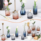 Mini Bud Vases Set of 12 As Wedding Centerpieces for Tables,Clear Bud Vases for Flowers,Small Flower Vases Suitable for Birthday Party,Anniversary,Wedding Reception,Baby Shower (Pink, 12PCS)