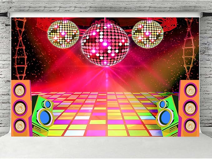 20X10ft Dance Party Backdrop Retro 70s 80s 90s Theme Glitter Stage Dance Ball Background Disco Party Decoration DJ Backdrop Banner for Birthday Party Prom Portrait Photo Shoot Polyester, Green