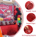 QueenDream Red Sequin Tablecloth 90x132 Inch Red Glitter Table Cloth for Birthday Bridal Shower Party Christmas