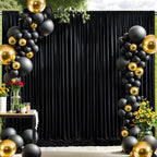 20ft x 10ft Thick Champagne Backdrop Curtains for Parties, 4 Panels 5ft x 10ft Non See Through Black Polyester Wedding Drapes Photo Backdrop for Birthday Party Graudation Photography Home Decor