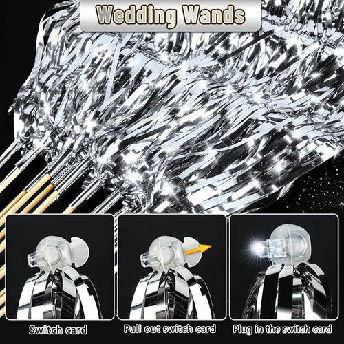 100 PCS Wedding Wands, Silver Wedding Light Sticks for Send Offs and Parties