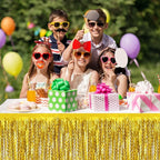 6 Pack 29 x108 Inch Gold Wave Foil Fringe Table Skirts Metallic Banner for Tinsel Streamer Garland Backdrop for Parade Floats, Mother's Day, Easter, Wedding, Birthday Party Decoration
