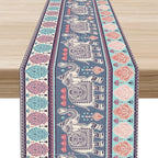 Boho Table Runner, Indian Bohemian Elephant Mandala Paisley Floral Hippie Art Print Table Center Decor for Home Kitchen Dining Patio Holiday Party Indoor Outdoor Table Decorations, 13"x108" Inch