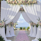 20ft x 15ft White Wrinkle Free Backdrop Curtains for Parties,Silky Polyester Fabric Wedding Ceiling Drapes, 4 Panels 15ft Photo Back Drop Drapes for Baby Shower Photography Stage Background Cloth