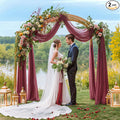 2 Panels Wedding Arch Draping Fabric Burgundy Sheer Backdrop Curtain Arch Drape for Wedding Ceremony Reception,Bridal Shower Party Decorations 28" X 19ft