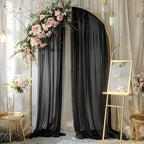 Black Wedding Arch Draping Fabric 1 Panel 30'' x 20FT Black Drapes Sheer Fabric Backdrop Arch Draping Fabrics for Wedding Ceremony Birthday Party Bridal Shower Decoration