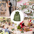 20 Pcs Moss Green Small Organza Bags 3X4 inch for Wedding Favors with Drawstring, Mini Mesh Gift Bags Jewelry Pouch for Candy Bridal Shower Party Favor Baby Shower Christmas