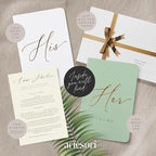 ARTESORI Wedding Vow Book for Her & Him, Soft Touch, Gold Engraving, 28 Lined Pages, Wedding Vow Books His and Hers, Wedding Essentials, Wedding Registry Gifts, His and Hers Gifts [Mint & White]