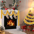 72 Feet Christmas Tinsel Garland Shiny Metallic Tinsel Twist Garland Streamers Ornaments Long Glitter Christmas Tree Hanging Decorations for Party Holiday Wedding Birthday Tree Wall Rail (Gold)
