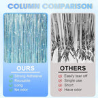 2 Pack Laser Light Blue Foil Fringe Curtains, Tinsel Streamers Birthday Party Decorations, Fringe Backdrop for Kids Birthday, Sea, Blue Theme Party