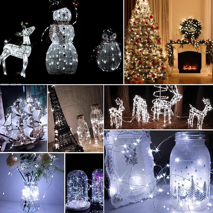 pozzolanas 50 Pack White Battery Operated String Lights - 7ft Waterproof Fairy Lights with 20 LEDs for Home, Mason Jar, Party, Wedding, Halloween, Christmas Decorations