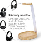 Avantree TR902 - Universal Wooden & Aluminum Headphone Stand Hanger with Cable Holder, Sturdy Desk Headset Mount Rack