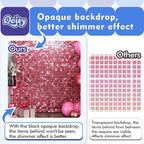 Qcity Pink Shimmer Wall Backdrop 36PCS, Black Back Not See-Through Design, Square Sequin Glitter Backdrop Panel, Perfect for Outdoor Events, Birthdays, Wedding and Party Decoration