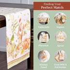 Maison d' Hermine Table Runner 100% Cotton Double Layer Table Runners 72 inches Long for Thanksgiving Christmas Decorations Home Kitchen Dining Party Wedding (Pumpkin Passion, 14.5" x 72")