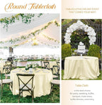 6 Pack Round Tablecloths - 120 Inch, Beige Polyester Table Cover, Stain & Wrinkle Resistant, Washable Table Cloth for Banquet & Parties